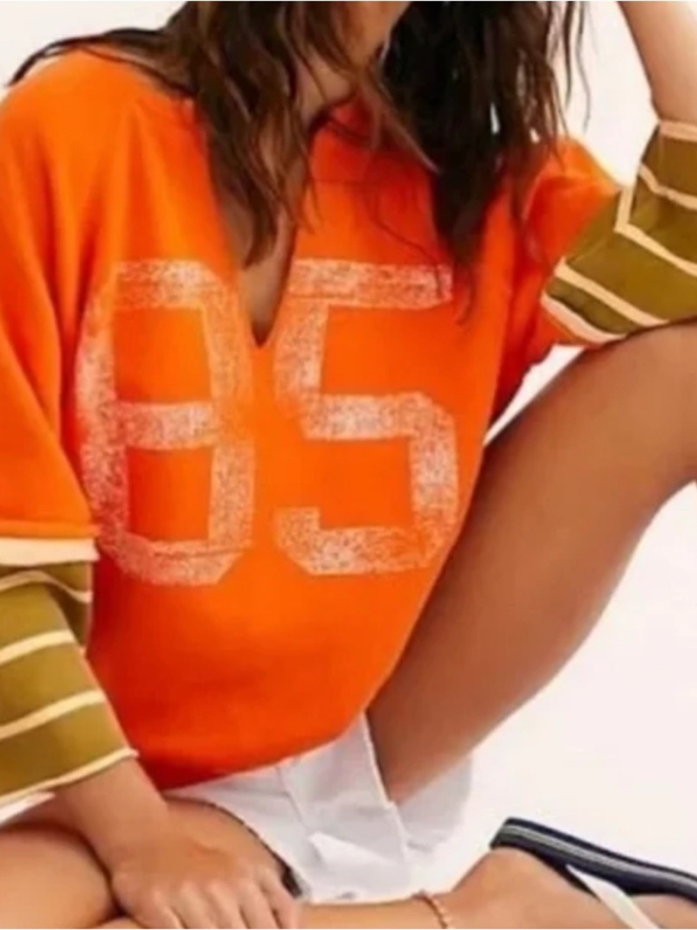 RARE -Free People Cool Day  Varsity Striped V-Neck Pullover-Brand New With Tags